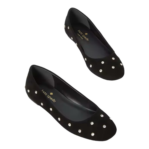 kate spade Shoes - Kate Spade Black Marlee Suede With Rhinestones Ballet Flats Size 9